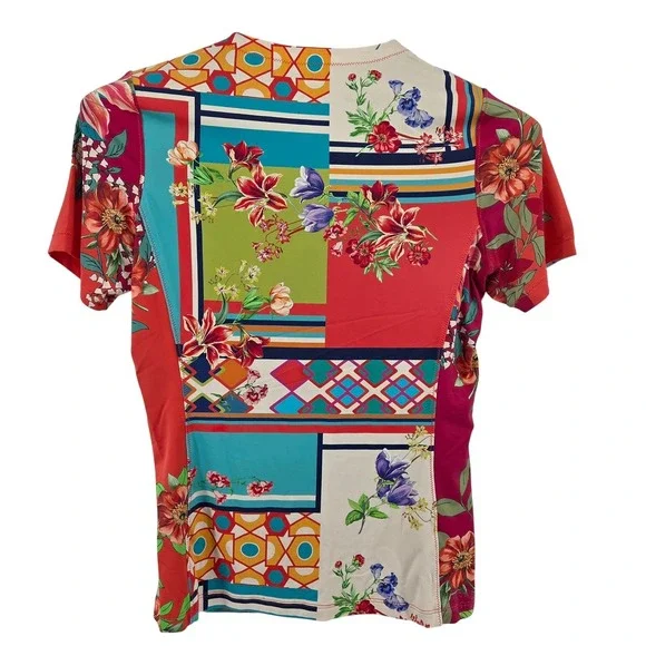 Johnny Was California Nanya Surf Full Zip Shirt Boho Patchwork Womens Medium